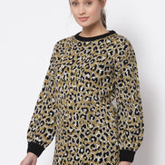 Black Printed Round Neck Sweater - clubyork