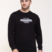 Black Printed Round Neck Sweatshirt - clubyork