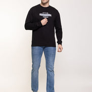 Black Printed Round Neck Sweatshirt - clubyork