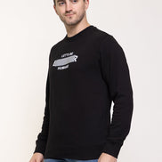 Black Printed Round Neck Sweatshirt - clubyork