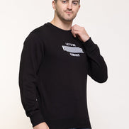 Black Printed Round Neck Sweatshirt - clubyork