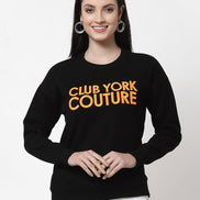 Black Round Neck Printed Sweatshirt - clubyork