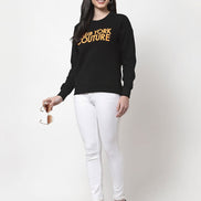 Black Round Neck Printed Sweatshirt - clubyork