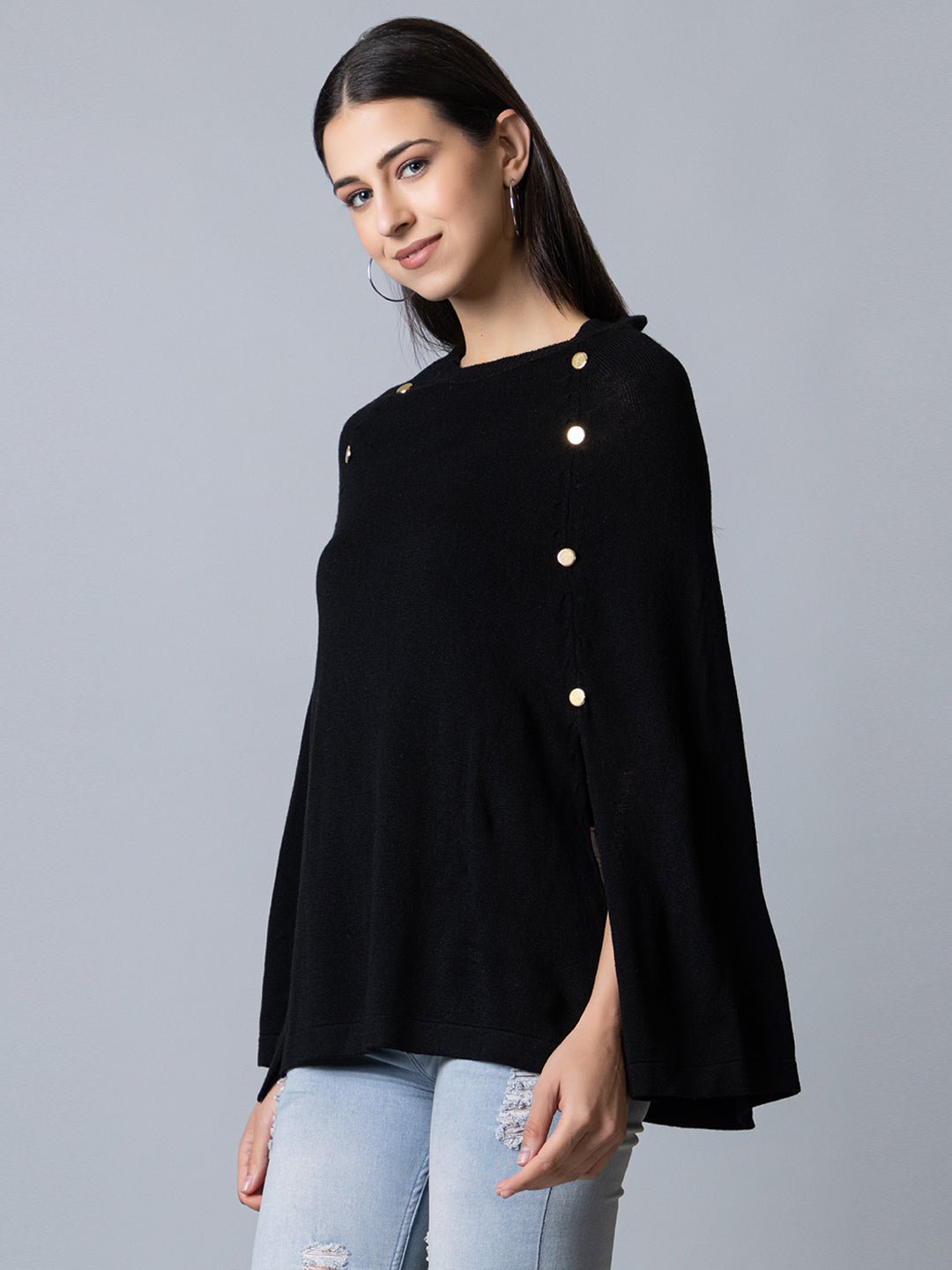Black Round Neck Soild Sweater - clubyork