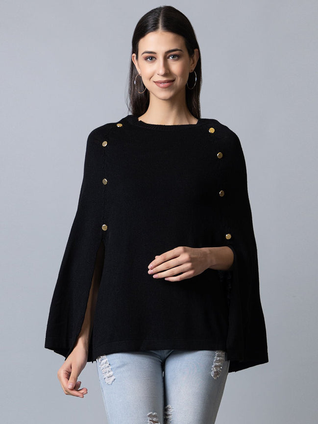 Black Round Neck Soild Sweater - clubyork