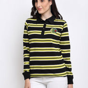 Black Striped Polo Neck Sweatshirt - clubyork
