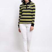 Black Striped Polo Neck Sweatshirt - clubyork