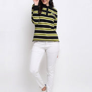 Black Striped Polo Neck Sweatshirt - clubyork