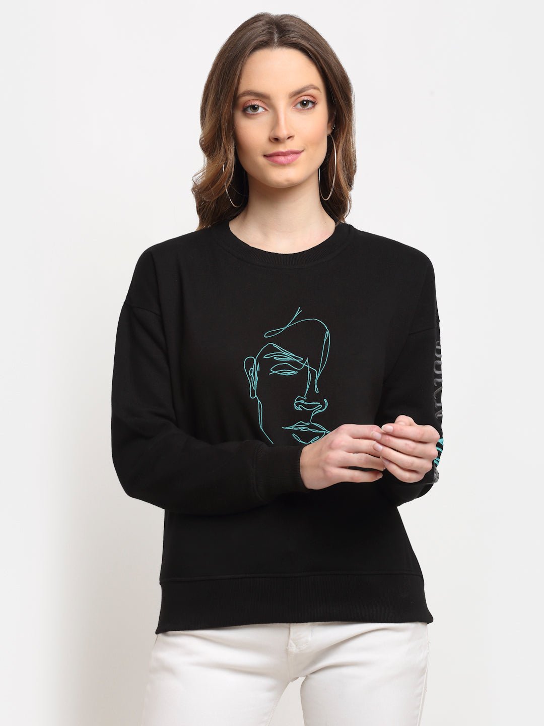 Black Typography Print Sweatshirt - clubyork