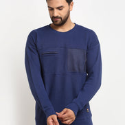 Blue Colourblocked Round Neck Sweatshirt - clubyork