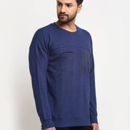 Blue Colourblocked Round Neck Sweatshirt - clubyork