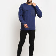Blue Colourblocked Round Neck Sweatshirt - clubyork