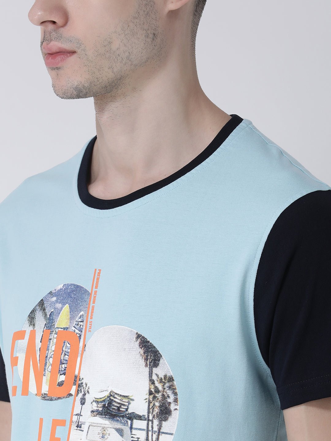 Blue Round Neck T-shirt - clubyork