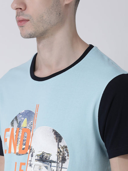 Blue Round Neck T-shirt - clubyork