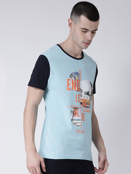 Blue Round Neck T-shirt - clubyork