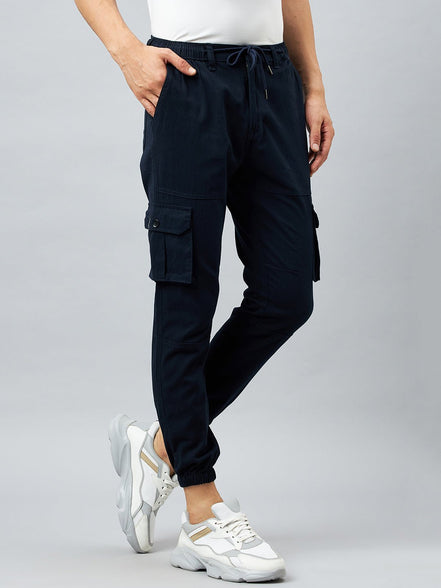 Blue Slim Fit Solid Cargo Pant