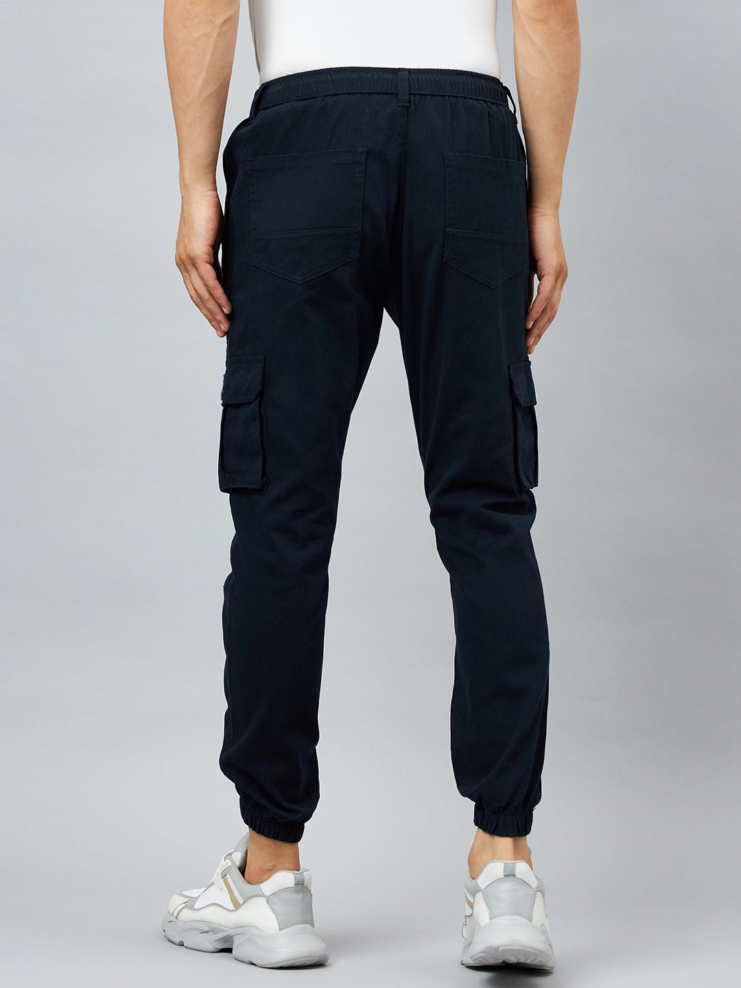 Blue Slim Fit Solid Cargo Pant