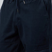 Blue Slim Fit Solid Cargo Pant