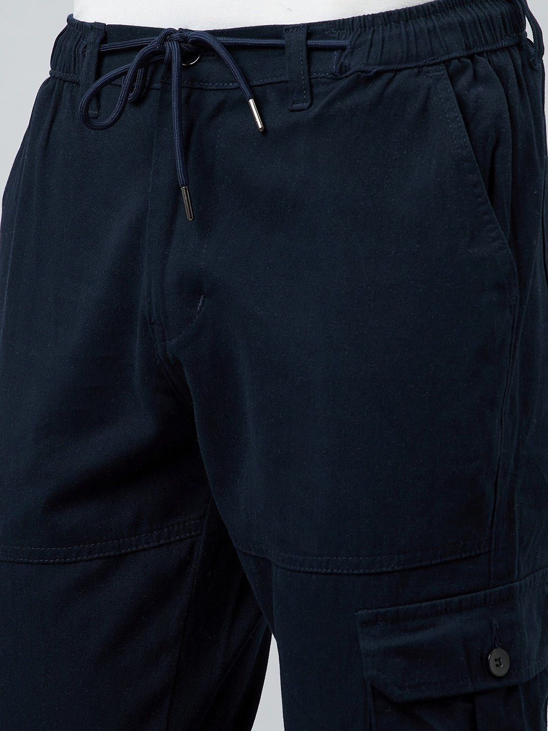 Blue Slim Fit Solid Cargo Pant