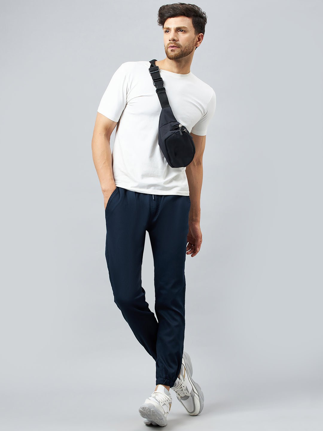 Blue Slim Fit Solid Jogger