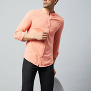 Bright Peach Full Sleeve Casual Shirt
