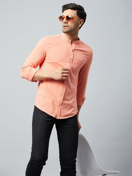 Bright Peach Full Sleeve Casual Shirt