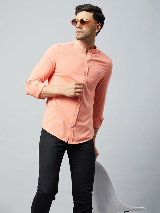 Bright Peach Full Sleeve Casual Shirt