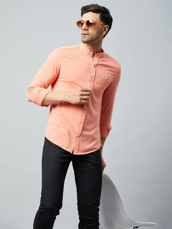 Bright Peach Full Sleeve Casual Shirt