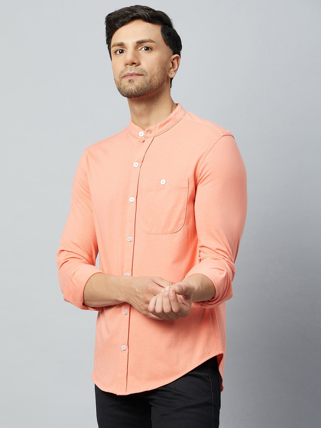 Bright Peach Full Sleeve Casual Shirt