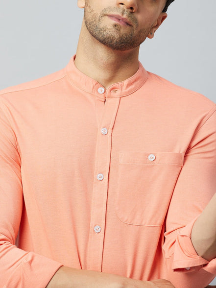 Bright Peach Full Sleeve Casual Shirt