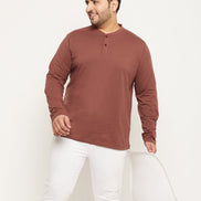 Coffee Brown Solid Plus Size Tshirt