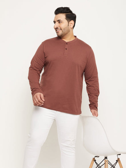 Coffee Brown Solid Plus Size Tshirt