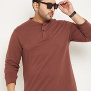 Coffee Brown Solid Plus Size Tshirt