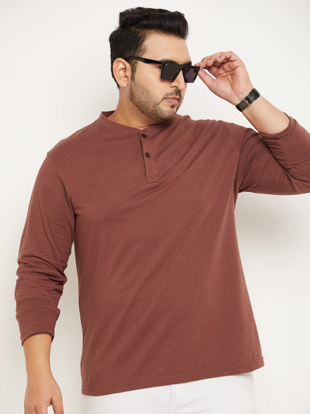 Coffee Brown Solid Plus Size Tshirt