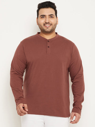 Coffee Brown Solid Plus Size Tshirt