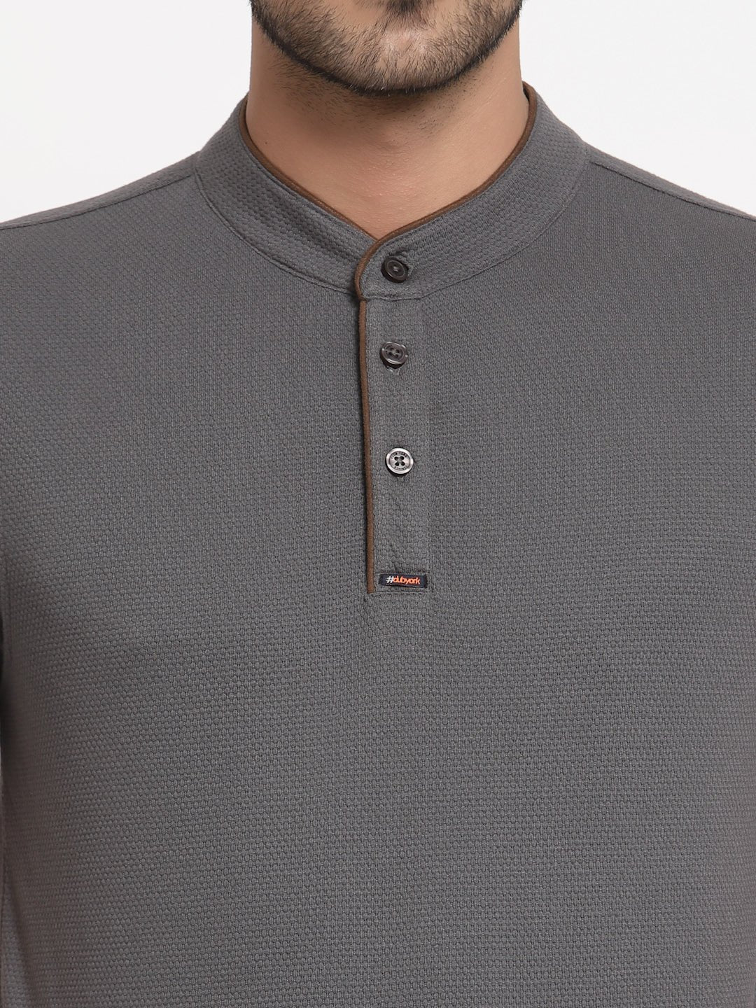 Dark Grey Henley T-Shirt