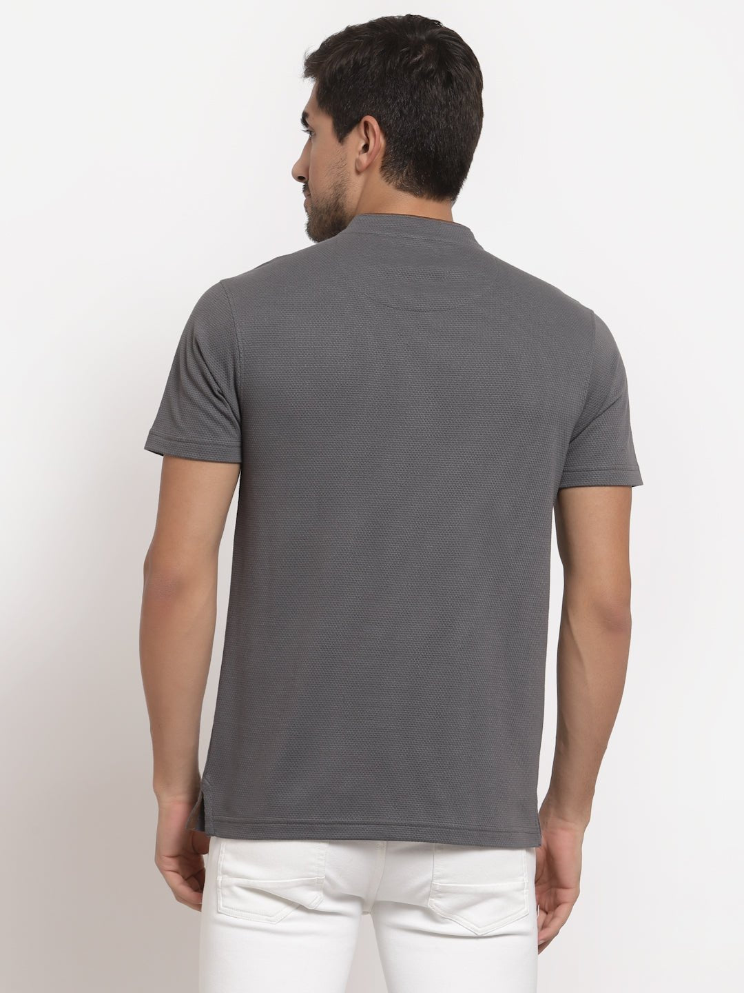 Dark Grey Henley T-Shirt