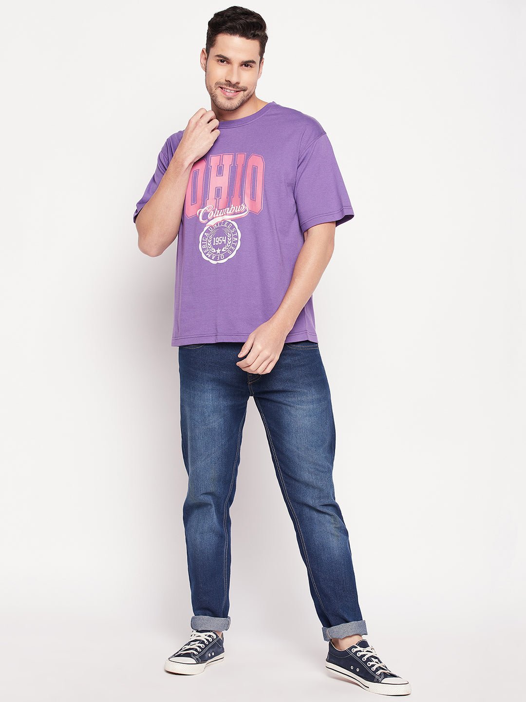 Dark Purple Round Neck T-shirt