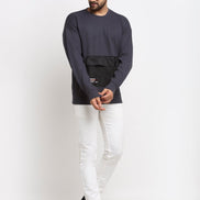 Ebony Solid  Round Neck Sweatshirt
