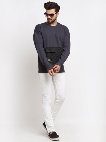 Ebony Solid  Round Neck Sweatshirt