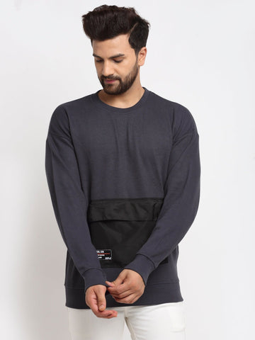 Ebony Solid  Round Neck Sweatshirt