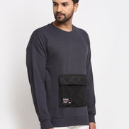 Ebony Solid  Round Neck Sweatshirt