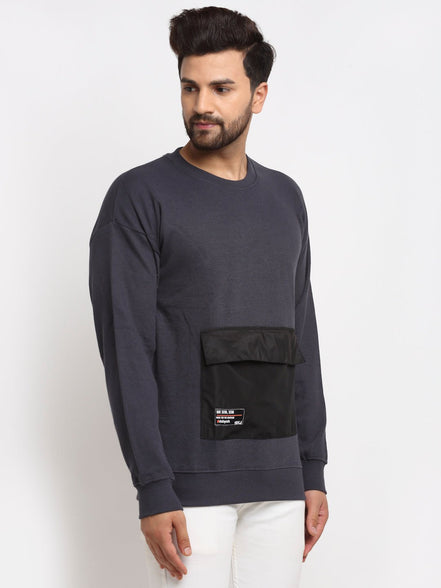 Ebony Solid  Round Neck Sweatshirt