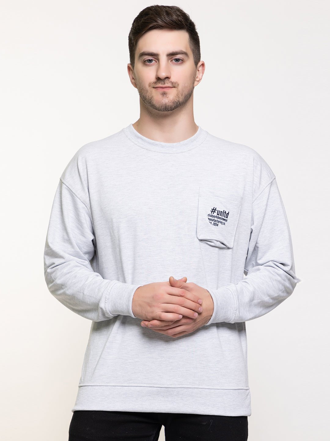 Ecru Melange Printed Sweatshirt