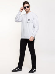 Ecru Melange Printed Sweatshirt
