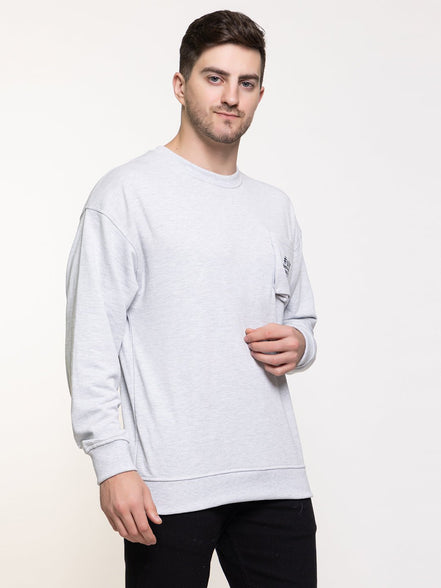 Ecru Melange Printed Sweatshirt
