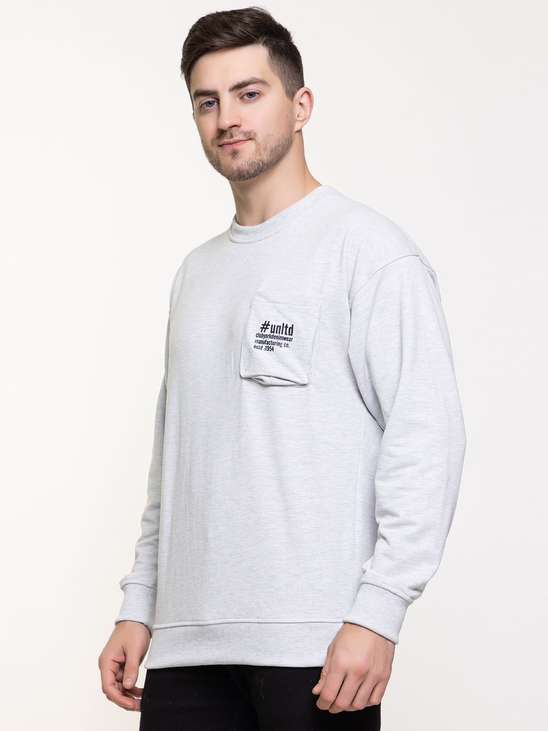 Ecru Melange Printed Sweatshirt