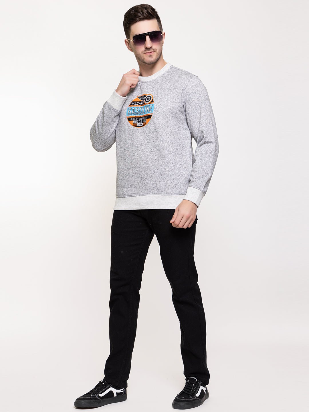 Grey Fleece Printed Sweatshirt - clubyork