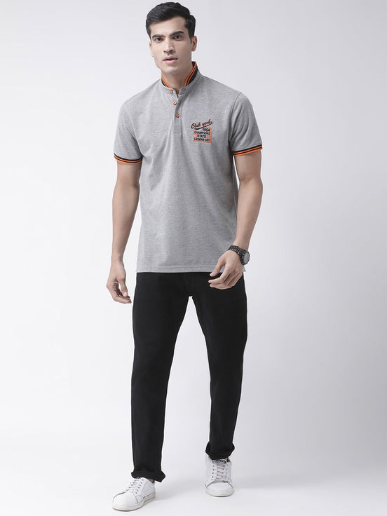 Grey Henley Neck T-shirt - clubyork
