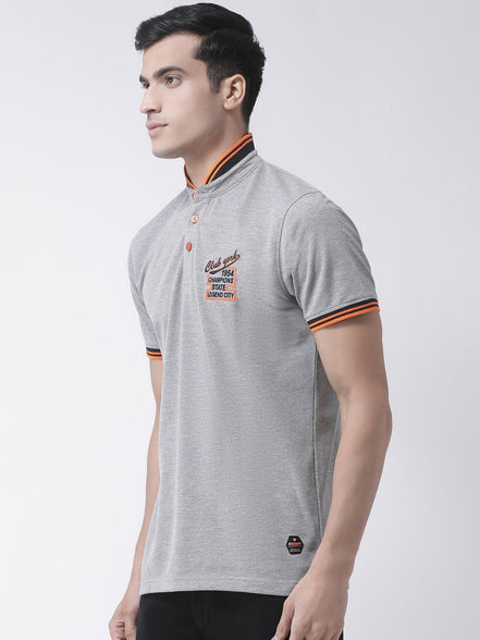 Grey Henley Neck T-shirt - clubyork